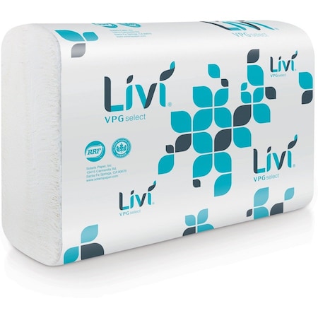 Livi Towel, Multifold, 10-3/5"Wx9-1/2"L, 10/CT, White PK SOL50861